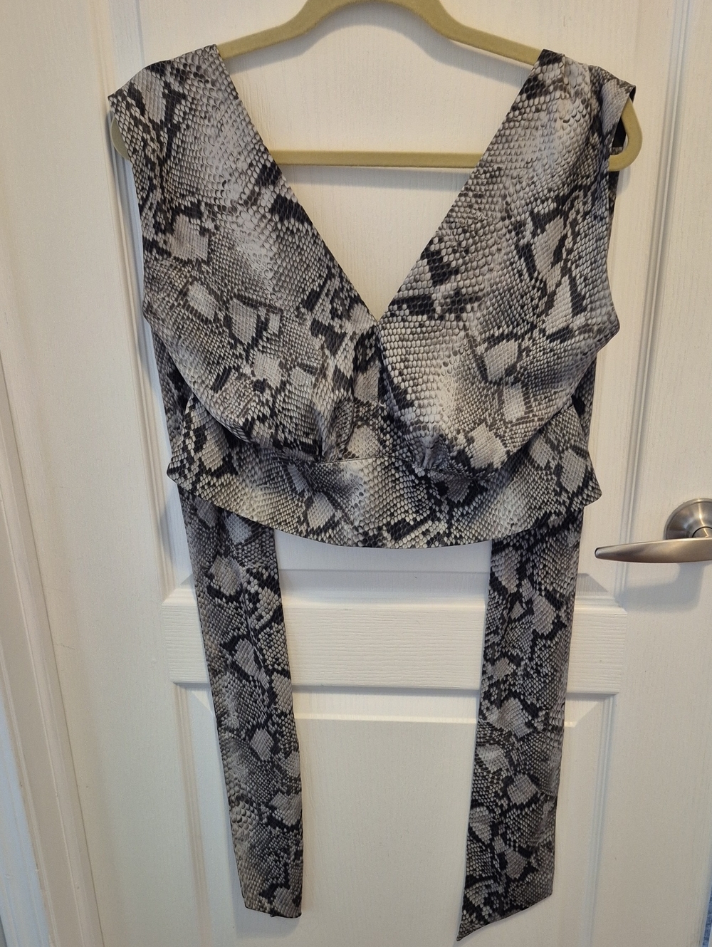 Banana Republic Olive Lined Snake-Print Wrap Top